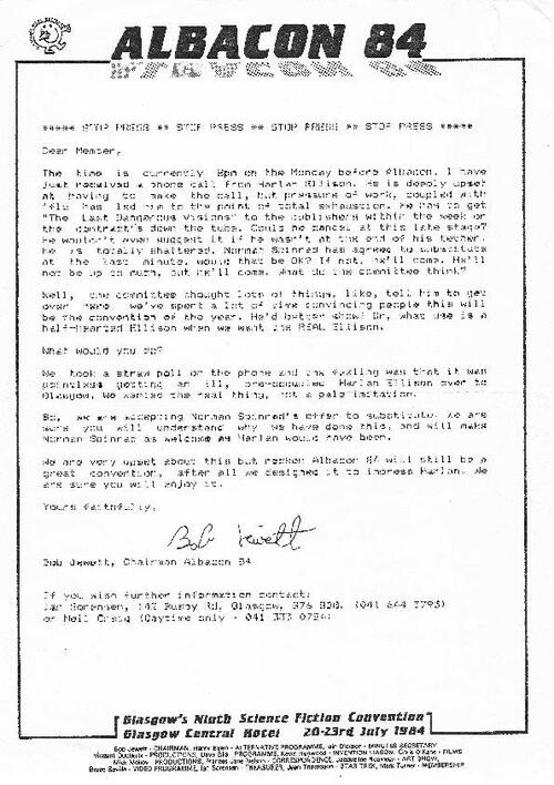 Ellison Cancels Letter